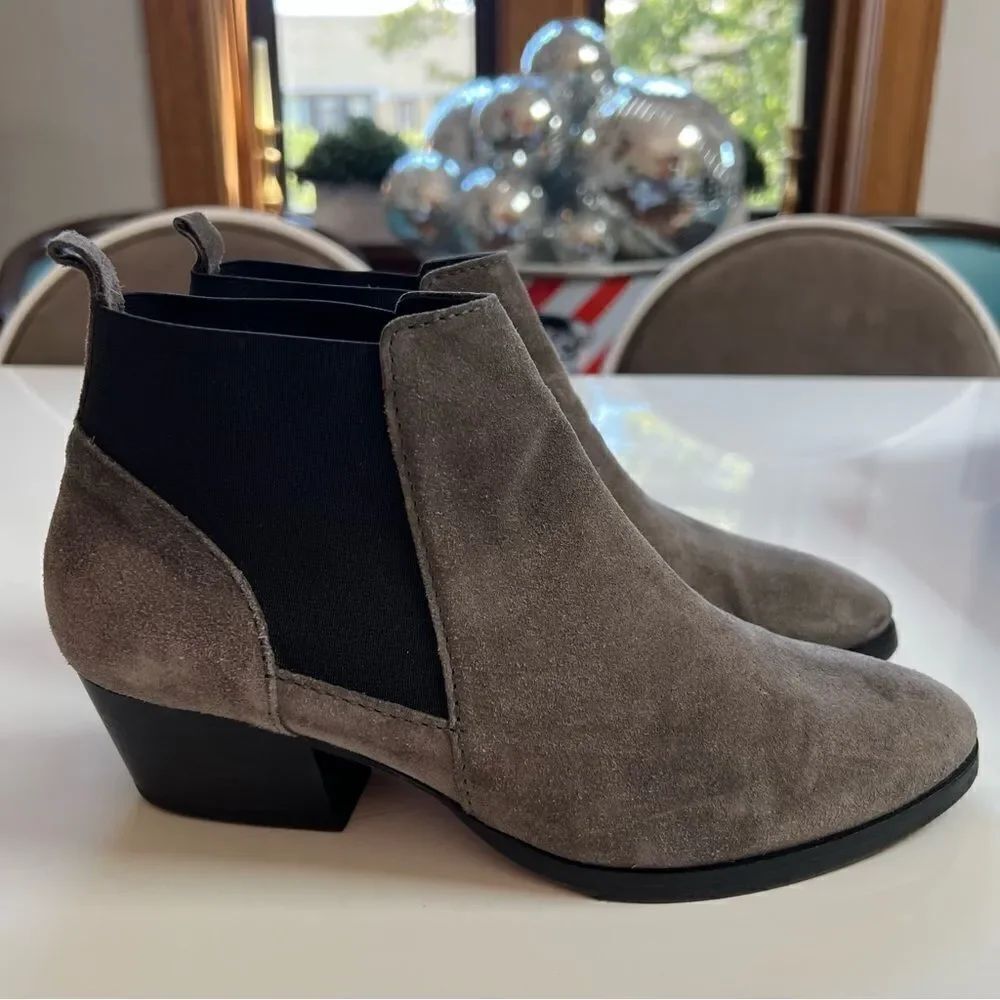 Perfect Fall Aquatalia Crosta Gray Block Heel Suede Leather Ankle Booties